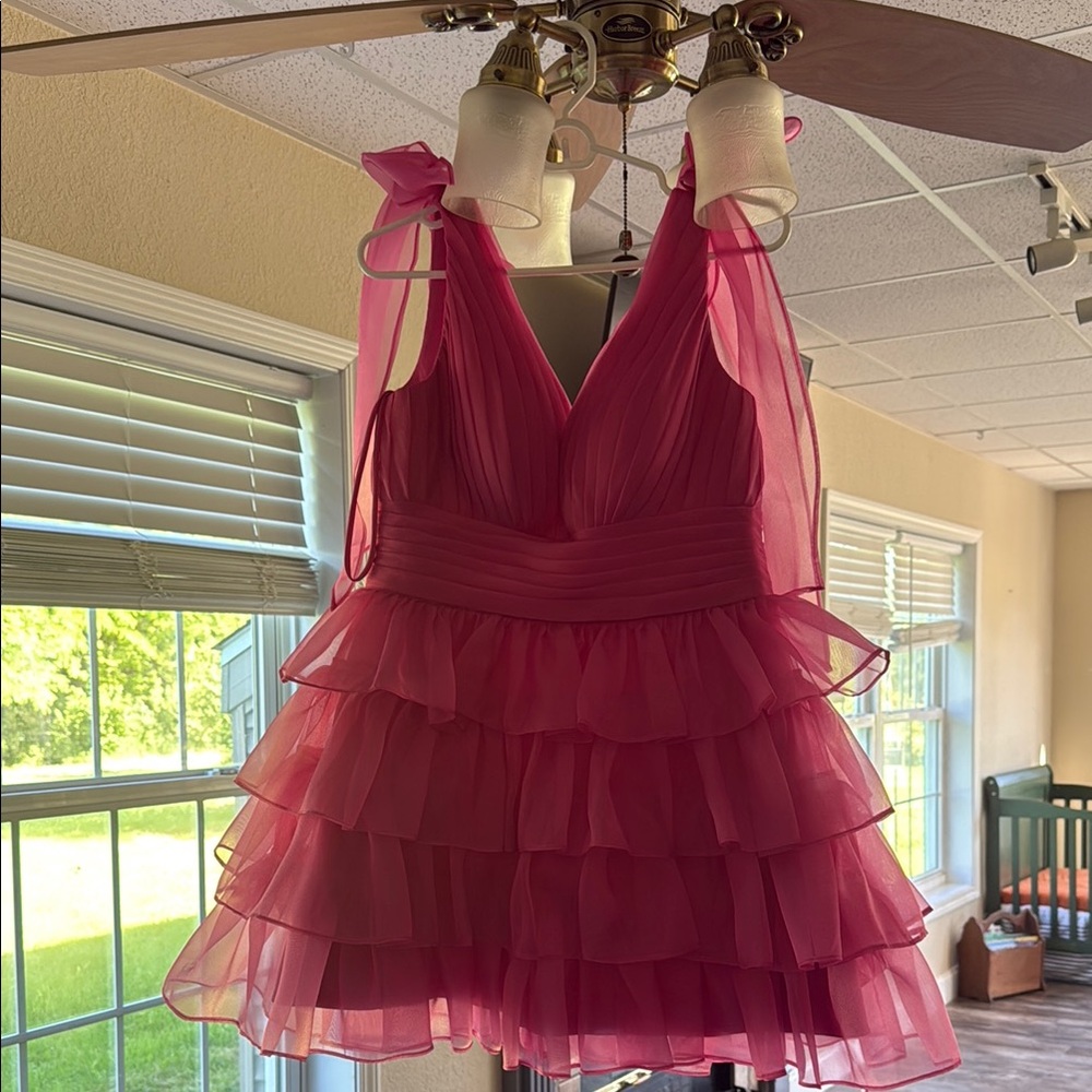 Elegant Pink Layered Prom Dress